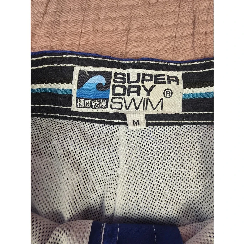 Superdry Mens Graphic Regular Swimming Shorts Med Navy Blue Polyester Spellout